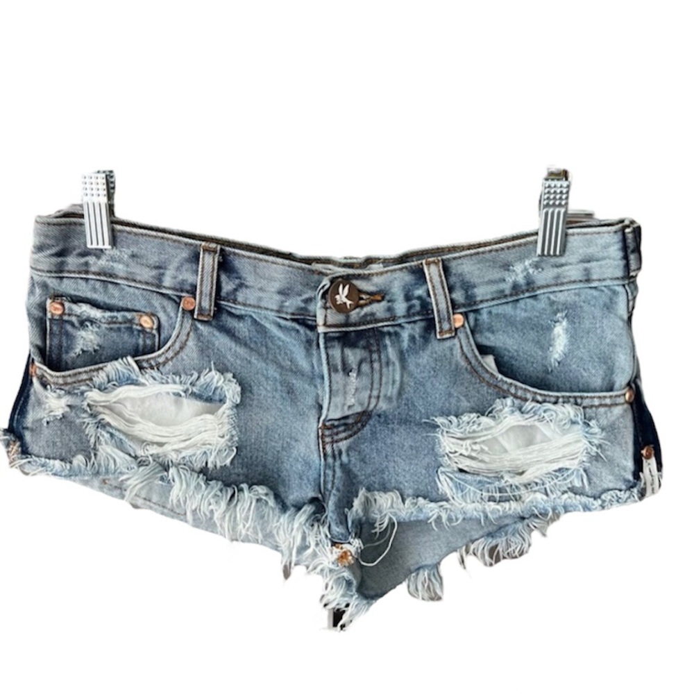 One X One Teaspoon Trash Whores distressed Jean shorts low waist women’s…